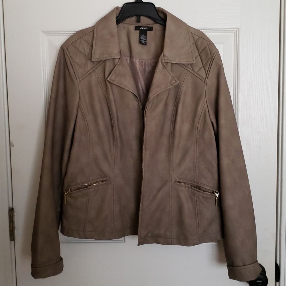 Alfani Gray/Brown Faux Leather Jacket